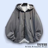 Áo Khoác Nỉ Nam Nữ Basic Khóa Kéo Phao Nón 2 Lớp Chất Liệu Vải Nỉ Bông Dày Dặn Mềm Mịn - TUTEE