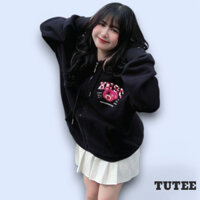 Áo Khoác Nỉ Nam Nữ Gấu Khóa Kéo Phao Nón 2 Lớp Chất Liệu Vải Nỉ Bông Dày Dặn Mềm Mịn - TUTEE