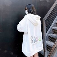 Áo khoác nỉ nam nữ NOW SAIGON hoodie full zip đen trắng form rộng bo gấu tay phồng hàn quốc IMVELY-áo khoác ulzzang