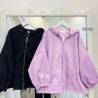 Áo Khoác Nỉ Nam Nữ Trơn - Đen,FreeSize dưới 67kg