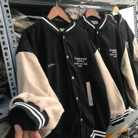 Áo Khoác Nỉ Nam Nữ Unisex SUMMER 199x Màu Đen tay phối nâu, chất nỉ bông siêu đẹp