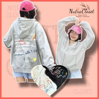 Áo khoác nỉ ngoại dây kéo có nón in chữ an079 unisex ulzzang nam nữ