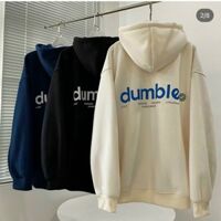 ÁO KHOÁC NỈ NGOẠI ĐẸP MÊ LY IN CHỮ DUMBLE ÁO NÓN FORM RỘNG THOẢI MÁI, ÁO KHOÁC CHỐNG NẮNG - Kem - XL