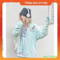 ÁO KHOÁC NỈ NGOẠI TASTE ME BAE - HOODIE LON NƯỚC IN LƯNG CHỮ R HỒNG XANH HOT 👗 👑
