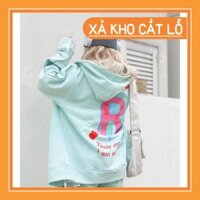 ÁO KHOÁC NỈ NGOẠI TASTE ME BAE - HOODIE LON NƯỚC IN LƯNG CHỮ R HỒNG XANH HOT [ Deal khủng ]