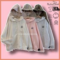 Áo khoác nỉ ngoại thêu gấu trúc panda có nón dây keos unisex nam nữ