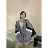 Áo khoác nỉ ngoại trơn tay phồng cánh dơi basic phối 3 sọc tay có nón unisex ulzznang nam nữ U