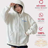 Áo Khoác Nỉ Nữ Dây Khóa Kéo 3 Màu Form Rộng Kiểu SUPER FASHION