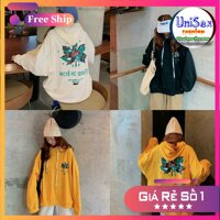 Áo Khoác Nỉ Nữ Hoodie In Hình Lá Phông Nón 2 Lớp Free Size 70kg AK132 - Đen 45-70Kg