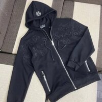 Áo Khoác Nỉ Philipp_Plein Nam vải nỉ áo khoá Zip thêu logo Cực Đẹp Thêu hổ Vằn ngực, Áo Philip Hoodie Hình Siêu Nét