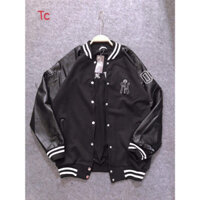 áo khoác nỉ phối tay da thêu 03 form rộng nam nữ mặc đôi cúc bấm chất dày dặn siêu đẹp thời trang trẻ trung cá tính