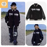 Áo Khoác Nỉ Tay Phối Da YPSY ❤ Áo Bomber Chữ Thêu  Phong Cách Hàn Quốc Siêu Hot-Muoishop
