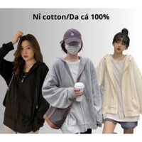 ÁO KHOÁC NỈ TRƠN CÓ KHÓA KÉO MŨ 2 LỚP FORM TO NAM NỮ MẶC ĐƯỢC