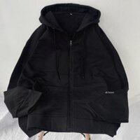 Áo Khoác Nỉ Trơn HOODIE ZIP Unisex Nam Nữ Ảnh ThậtCó Sẵn Unisex - Đen - L