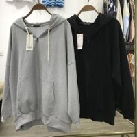 Áo Khoác Nỉ Trơn Unisex, Hoodie Nỉ Khóa Kéo Túi Bụng - Đen
