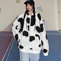 Áo khoác nỉ unisex form rộng cardigan Bò Sữa nam nữ ulzzang Wind
