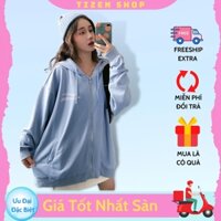 Áo Khoác Nỉ Unisex From Rộng Dây Kéo Unicorn Kỳ Lân, Màu Xanh-TIZENSHOP