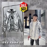 Áo khoác NMC STORE phao bóng dập nổi chữ wecome phối mũ bạc,áo phao bóng màu bạc có mũ bản hot trend siêu đẹp