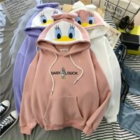 ÁO KHOÁC NỮ BÉBÔNG STORE VẢI NỈ MŨ VỊT CHỮ DAISY DUCK TRẺ TRUNG CÁ TÍNH.