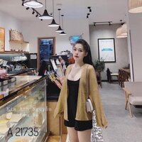 áo khoác nữ cadigan len mỏng xinh xắn - NÂU