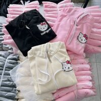 Áo Khoác Nữ Chất Vải Nỉ Mềm In Mèo Kitty Dễ Thương