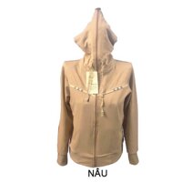 Áo Khoác Nữ Chống Nắng Cao Cấp 6 Túi Viền Sọc Caro - nâu,M 40-50kg <160cm