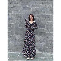 Áo khoác nữ chống nắng toàn thân 3 lớp vải lanh nhung Nhật có khẩu trang dài phủ kín chân - ao chong nang nu - Họa tiết hoa,XXL 66 -75kg,dài 1m7