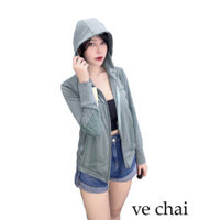 Áo Khoác Nữ Chống Nắng Vải Thun Đốm In Họa Tiết, Co Giăn, Rât Mát. -  Rêu  - L