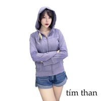 Áo Khoác Nữ Chống Nắng Vải Thun Đốm In Họa Tiết, Co Giăn, Rât Mát. - Tím cẩm - XL