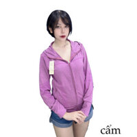Áo Khoác Nữ Chống Nắng Vải Thun Đốm In Họa Tiết, Co Giăn, Rât Mát. - Tím cẩm - L
