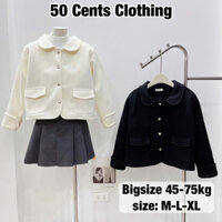 Áo Khoác Nữ Dạ Ép 2 Lớp Cổ Sen Dài Tay Siêu Hot Có Bigsize 45-75kg Phong Cách Korea (50 Cents Clothing) #266