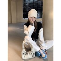 Áo khoác nữ dài tay croptop vải nỉ áo khoác croptop basic phối tay trắng