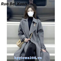 Áo khoác nữ dày vừa phải màu xám khí chất phong cách Hepburn áo khoác tweed