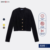 Áo Khoác Nữ GENVIET JEANS Vải Len Lông Thỏ 1 Lớp Dáng Ôm Vừa, Áo Len Cardigan Nữ Cổ Tim Form Ngắn TK1218I08872