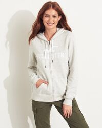 Áo khoác nữ Hollister HCO-NK10 Logo Full-Zip Hoodie Light Grey