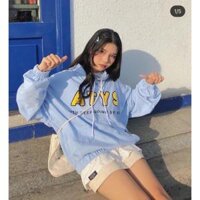 Áo khoác nữ in chữ ATYS chất nỉ bông trần 2 lớp form hoodie unisex nam nữ phong cách ulzzang Hàn Quốc - Xanh Dương - M