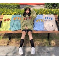 Áo khoác nữ in chữ ATYS chất nỉ bông trần 2 lớp form hoodie unisex nam nữ phong cách ulzzang Hàn Quốc - Xanh lá Đậm - L