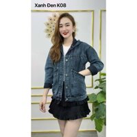 Áo Khoác Nữ Jean UNISEX Nữ Màu Xanh Đen và Xanh Đậm - Áo khoác bò nữ form rộng suông K08