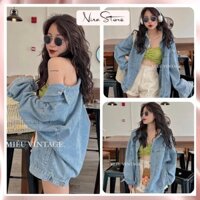 Áo khoác nữ Jeans Denim 2 túi áo khoác bò unsisex dài tay form rộng NinaStore