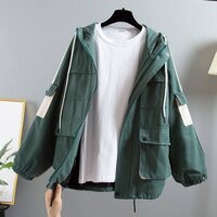ÁO KHOÁC NỮ KAKI 2 LỚP LÓT DÙ TÚI HỘP CÓ 6 TÚI CÓ TÚI TRONG - XANH - L