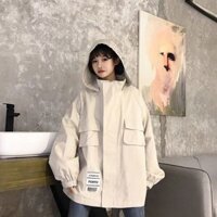 Áo khoác nữ kaki 2 màu trắng đen