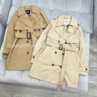 Áo khoác nữ kaki mangto dáng dài kèm đai