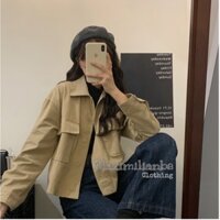 Áo khoác nữ KAKI phong cách Retro Hàn Quốc Đẹp xỉu up xỉu down