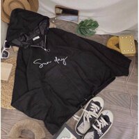 Áo Khoác Nữ khoác Zip  Da Lộn Sunday Kiểu Nữ 2 Lớp Lót Dù Unisex  Tay Cánh Dơi - Có Nón Chống Nắng Và Lạnh - Freesize - Đen