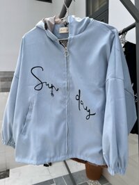Áo Khoác Nữ khoác Zip  Da Lộn Sunday Kiểu Nữ 2 Lớp Lót Dù Unisex  Tay Cánh Dơi - Có Nón Chống Nắng Và Lạnh - Freesize - Xanh