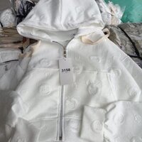 Áo khoác nữ lửng họa tiết chú gấu được dập nổi, chất xốp hàn quảng châu cho nữ - Women