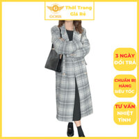 Áo Khoác Nữ Măng Tô Dạ Kẻ Caro Cách Điệu Lót Chần Bông Trẻ Trung GOSS GA850 Áo Mangto Nữ Dài Tay Thu Đông Hottrend 2023