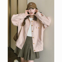 Áo Khoác Nữ Màu Hồng Áo Khoác Thoải Mái Trẻ Trung Phong Cách Đại Học Hàn Quốc Mẫu Mới Xuân Thu Áo Khoác Cardigan