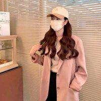 Áo Khoác Nữ Màu Hồng Dáng Rộng Dễ Thương Phong Cách Hàn Quốc