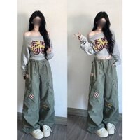 Áo khoác nữ màu xám retro Mỹ, thiết kế ngắn, mùa xuân, mùa thu, mùa đông, áo khoác đa năng độc đáo